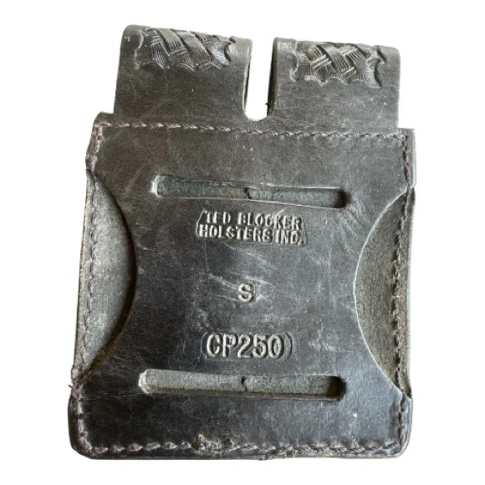 Ted Blocker Vintage Dual Magazine Pouch Basketweave Leather CP250 Belt Accessory